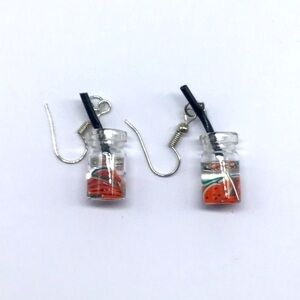 NEW watermelon water w/straw fashion earrings